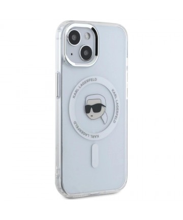 Karl Lagerfeld IML Metal Karl Head MagSafe Case for iPhone 15 Plus White
