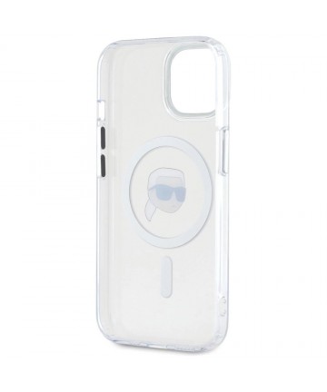 Karl Lagerfeld IML Metal Karl Head MagSafe Case for iPhone 15 Plus White
