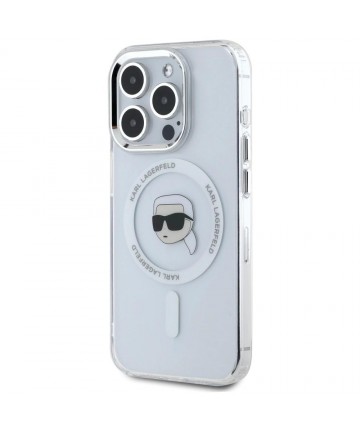 Karl Lagerfeld IML Metal Karl Head MagSafe Case for iPhone 15 Pro Max White