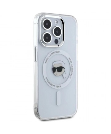 Karl Lagerfeld IML Metal Karl Head MagSafe Case for iPhone 15 Pro Max White