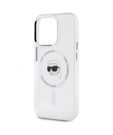 Karl Lagerfeld IML Metal Karl Head MagSafe Case for iPhone 15 Pro Max White