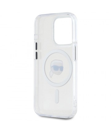 Karl Lagerfeld IML Metal Karl Head MagSafe Case for iPhone 15 Pro Max White