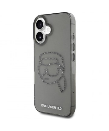 Karl Lagerfeld IML Rhinestones Karl Head Case for iPhone 16 Black
