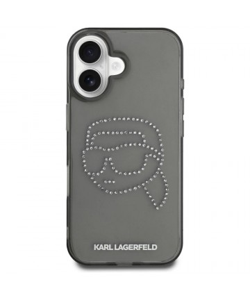 Karl Lagerfeld IML Rhinestones Karl Head Case for iPhone 16 Black