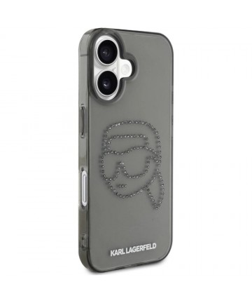 Karl Lagerfeld IML Rhinestones Karl Head Case for iPhone 16 Black