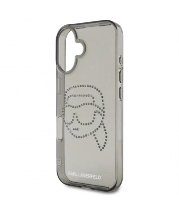 Karl Lagerfeld IML Rhinestones Karl Head Case for iPhone 16 Black