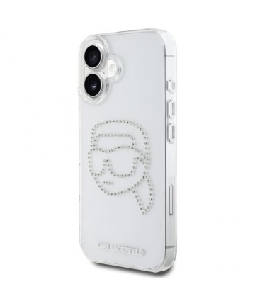 Karl Lagerfeld IML Rhinestones Karl Head Case for iPhone 16 Clear
