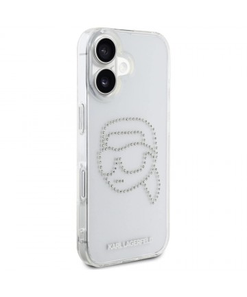 Karl Lagerfeld IML Rhinestones Karl Head Case for iPhone 16 Clear
