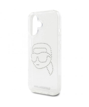 Karl Lagerfeld IML Rhinestones Karl Head Case for iPhone 16 Clear