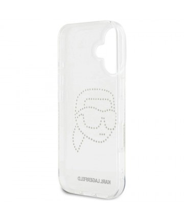Karl Lagerfeld IML Rhinestones Karl Head Case for iPhone 16 Clear