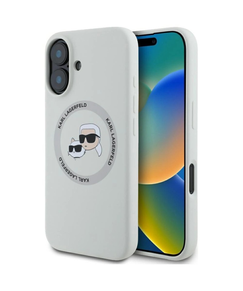 Karl Lagerfeld Silicone Double Heads And Circle MagSafe case for iPhone 16 beige