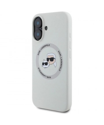 Karl Lagerfeld Silicone Double Heads And Circle MagSafe case for iPhone 16 beige