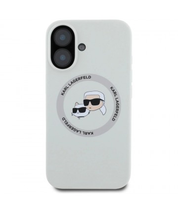 Karl Lagerfeld Silicone Double Heads And Circle MagSafe case for iPhone 16 beige