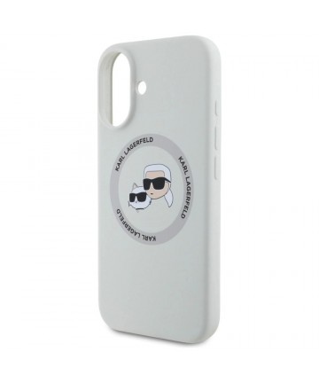 Karl Lagerfeld Silicone Double Heads And Circle MagSafe case for iPhone 16 beige