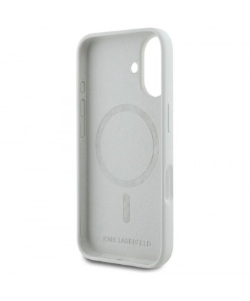 Karl Lagerfeld Silicone Double Heads And Circle MagSafe case for iPhone 16 beige