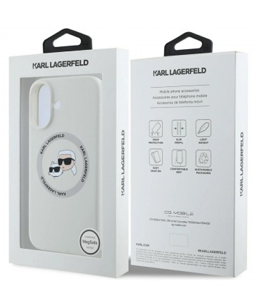 Karl Lagerfeld Silicone Double Heads And Circle MagSafe case for iPhone 16 beige