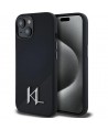 Karl Lagerfeld Silicone Shadow Metal Initial MagSafe Case for iPhone 15 Black