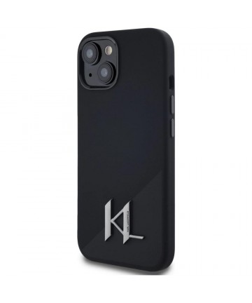 Karl Lagerfeld Silicone Shadow Metal Initial MagSafe Case for iPhone 15 Black