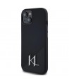 Karl Lagerfeld Silicone Shadow Metal Initial MagSafe Case for iPhone 15 Black