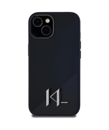 Karl Lagerfeld Silicone Shadow Metal Initial MagSafe Case for iPhone 15 Black