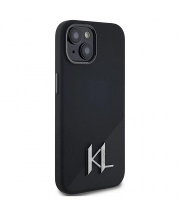 Karl Lagerfeld Silicone Shadow Metal Initial MagSafe Case for iPhone 15 Black