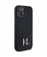Karl Lagerfeld Silicone Shadow Metal Initial MagSafe Case for iPhone 15 Black