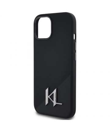 Karl Lagerfeld Silicone Shadow Metal Initial MagSafe Case for iPhone 15 Black