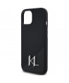 Karl Lagerfeld Silicone Shadow Metal Initial MagSafe Case for iPhone 15 Black