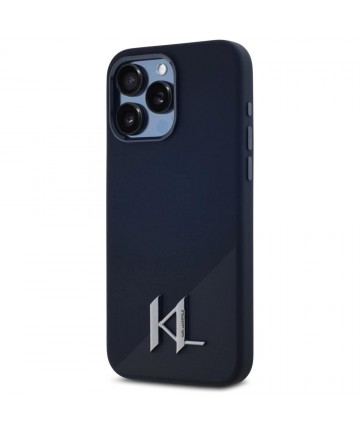 Karl Lagerfeld Silicone Shadow Metal Initial MagSafe Case for iPhone 15 Pro Black