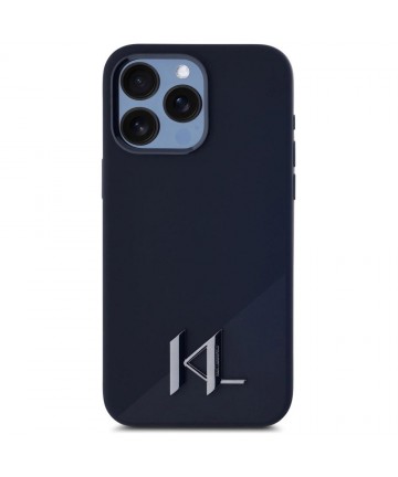Karl Lagerfeld Silicone Shadow Metal Initial MagSafe Case for iPhone 15 Pro Black