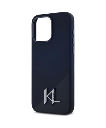 Karl Lagerfeld Silicone Shadow Metal Initial MagSafe Case for iPhone 15 Pro Black