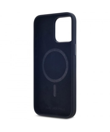Karl Lagerfeld Silicone Shadow Metal Initial MagSafe Case for iPhone 15 Pro Black
