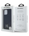 Karl Lagerfeld Silicone Shadow Metal Initial MagSafe Case for iPhone 15 Pro Black