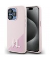 Karl Lagerfeld Silicone Shadow Metal Initial MagSafe Case for iPhone 15 Pro Pink