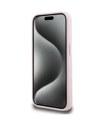 Karl Lagerfeld Silicone Shadow Metal Initial MagSafe Case for iPhone 15 Pro Pink