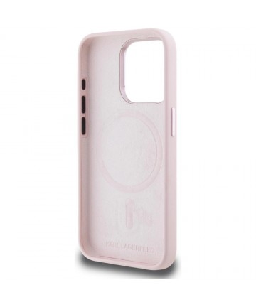 Karl Lagerfeld Silicone Shadow Metal Initial MagSafe Case for iPhone 15 Pro Pink