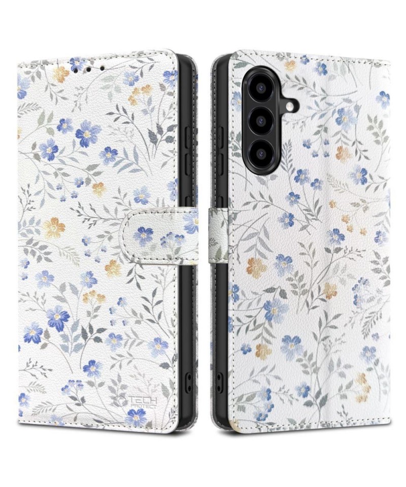 Tech-Protect Wallet Case for Samsung Galaxy A56 5G - White Daisies