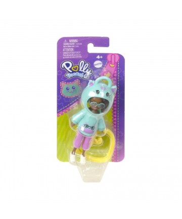 Mattel Polly Pocket: Hoodie Buddy - Cat Dark Skin Doll (HKV99)