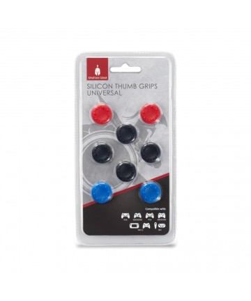 Spartan Gear - Silicon Thumb Grips Universal (8pcs - colour: 4pcs Black, 2pcs Red, 2pcs Blue)