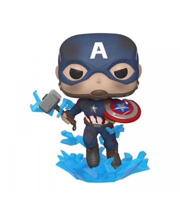 Funko Pop! Marvel: Avengers Endgame - Captain America With Broken Shield & Mjolnir 573 Bobble-Head Vinyl Figure