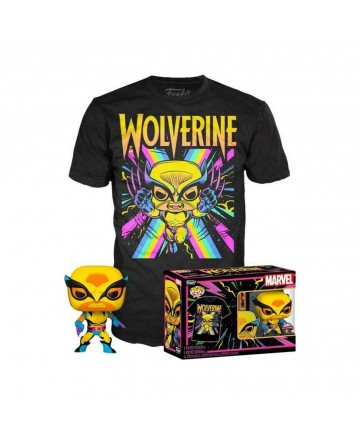 Funko Pop! Tees: Marvel X-Men Wolverine (Blacklight) (Special Edition) 802 Bobble Head Vinyl Figure  T-Shirt - M