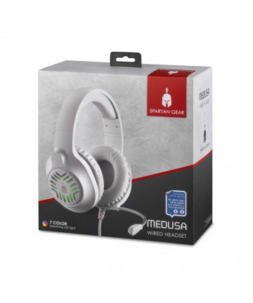 Spartan Gear - Medusa Wired Headset (Compatible with PC,PS4,PS5.XBOX1,XBOX series x/s,Switch) White/Grey