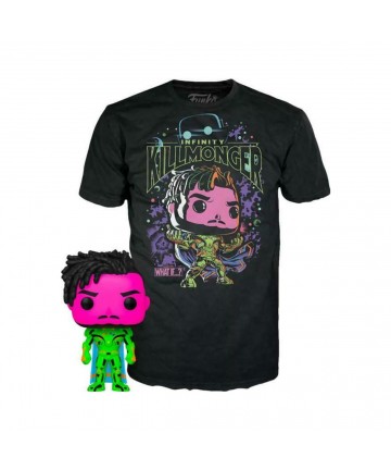 Funko Pop!  Tee (Adult): Marvel What If...? - Infinity Killmonger (Blacklight) (Special Edition) Bobble-Head Vinyl Figure  T-Shi