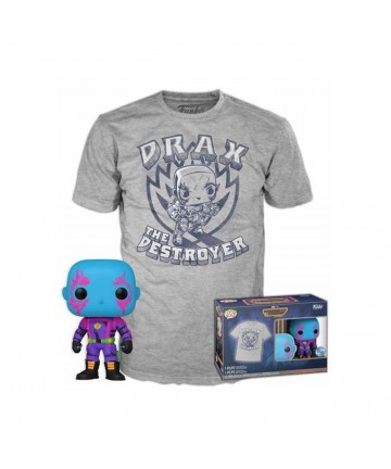 Funko Pop!  Tee (Adult): Marvel Guardians of the Galaxy - Drax (Blacklight) (Special Edition) Vinyl Figure and T-Shirt (S)