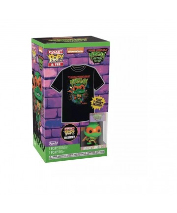 Funko Pocket Pop!  Tee (Child): Teenage Mutant Ninja Turtles Mutant Mayhem - Michelangelo Vinyl Figure and T-Shirt (M)