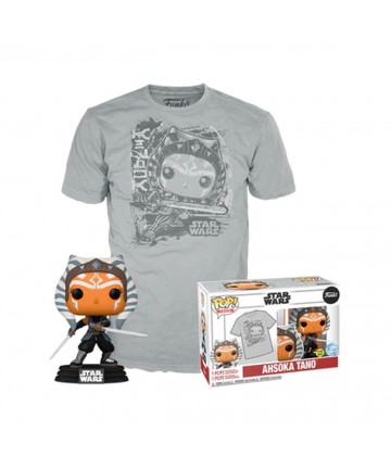 Funko Pop!  Tees (Adult): Disney Star Wars - Ahsoka Tano (Glows in the Dark) Bobble-Head Vinyl Figure  T-Shirt (M)