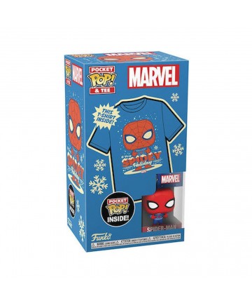 Funko Pocket Pop!  Tee (Child): Marvel - Holiday Spiderman Vinyl Figure  T-Shirt (M)