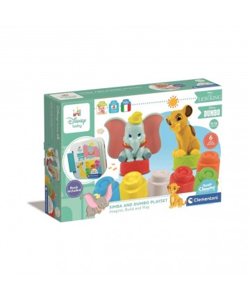 AS Baby Clementoni Disney The Lion King: Soft Clemmy Touch  Play - Simba and Dumbo Playset Building Blocks (1033-17817)