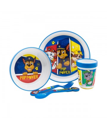 Stor: Paw Patrol - Pup 5 Pcs Non Slip Bicolor Premium Set (Plate Bowl Tumbler 260 Ml & Cutlery) (260ml) (74681)