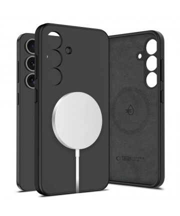 Tech-Protect Liquid Silicone MagSafe Case for Samsung Galaxy S25 - Black